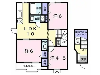 コーポラスカームII(3LDK/2階)の間取り写真