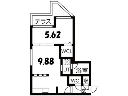 ヴォヤージュ豊平(1LDK/1階)の間取り写真