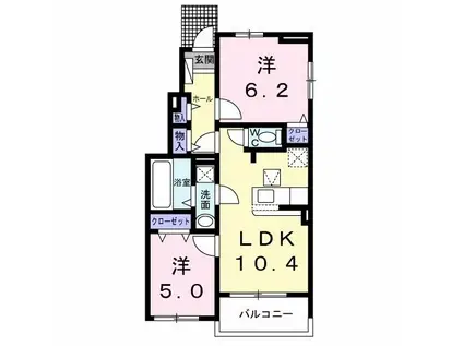 ヘキサパレス(2LDK/1階)の間取り写真