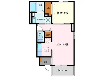 パーシモン(1LDK/1階)の間取り写真