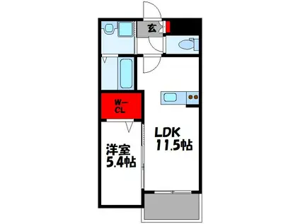 プレステージ柏の森(1LDK/1階)の間取り写真