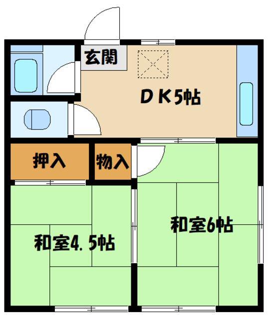 コーポひなた(2DK/2階)の間取り写真
