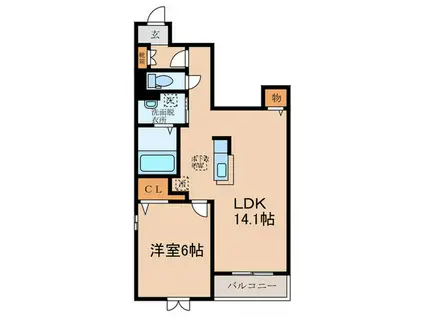 ビアンコ ネーロ(1LDK/1階)の間取り写真