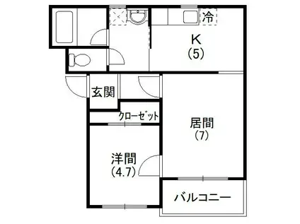 コンフォードIII(1LDK/4階)の間取り写真