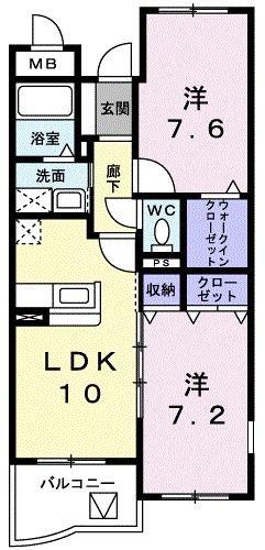サニーヒル(2LDK/1階)の間取り写真