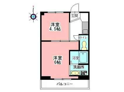 ヴィラナリー撫養1号棟(2K/3階)の間取り写真