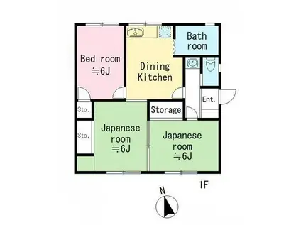 海老名市上今泉アパート(3DK/2階)の間取り写真