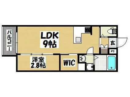 F/BRETT(1LDK/2階)の間取り写真