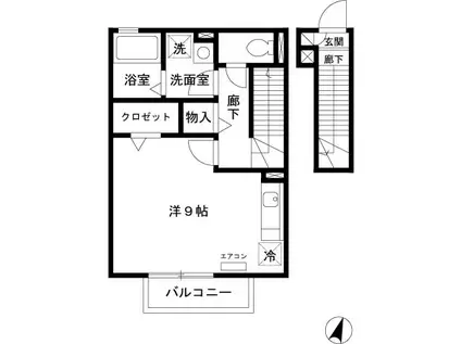 グランメール(ワンルーム/2階)の間取り写真