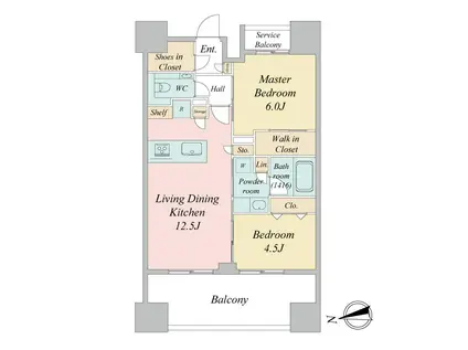 グランカーサ町屋(2LDK/11階)の間取り写真