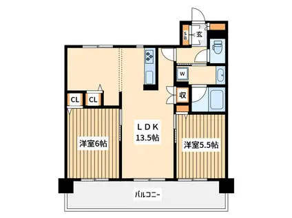 クリオ川崎鋼管通(2SLDK/4階)の間取り写真