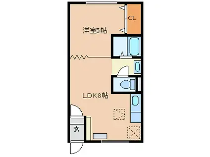 オリス大樹(1DK/1階)の間取り写真