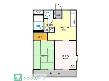 リバーサイド A(2DK/2階)の間取り写真