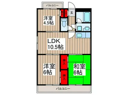 キャピタル南越谷(3LDK/5階)の間取り写真