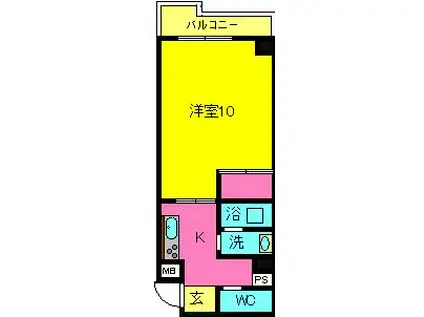 ヴィルドミール天理(1K/2階)の間取り写真