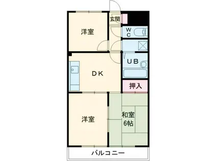 サンライフ河辺(3DK/4階)の間取り写真