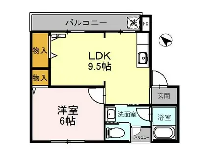 グランコートビワコC-(1LDK/3階)の間取り写真