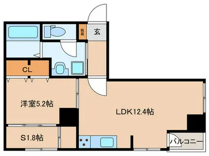 APエルテージ西新(1LDK/9階)の間取り写真