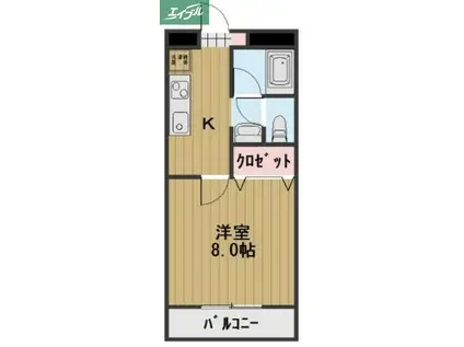 パークプレイスみしま(1K/4階)の間取り写真