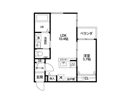ガロンヌ上所上(1LDK/3階)の間取り写真