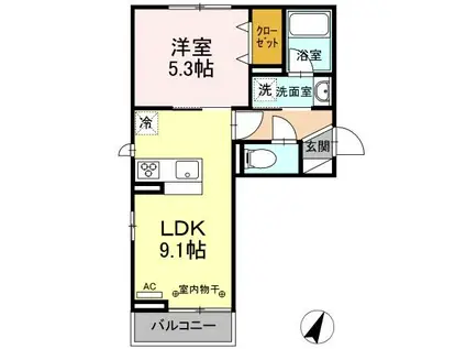 ラ・ルーチェ上田レジデンス(1LDK/2階)の間取り写真