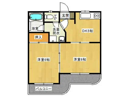 ネバーランド(2DK/2階)の間取り写真