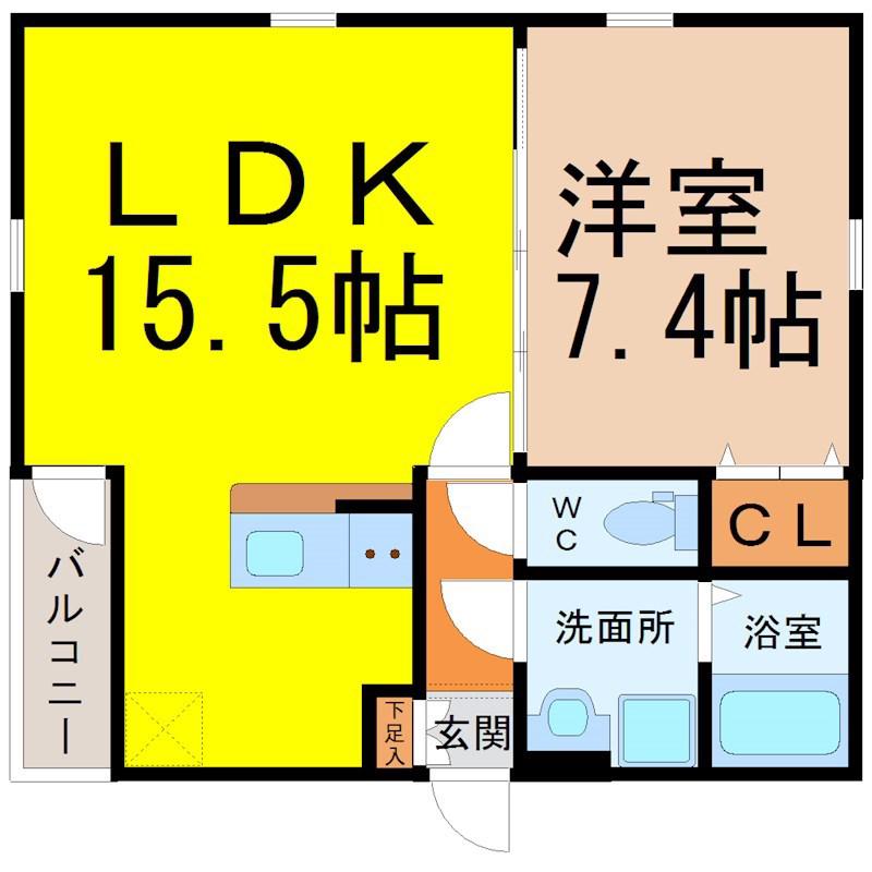 グランレーヴ大曽根II(1LDK/3階)の間取り写真