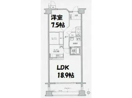 ソーラスフロント富船(1LDK/10階)の間取り写真