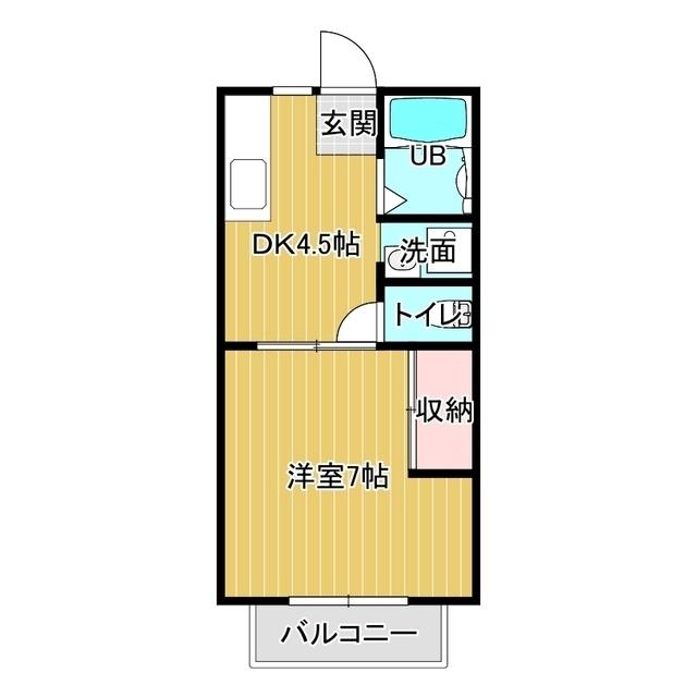 サンライフ富士見(1DK/1階)の間取り写真