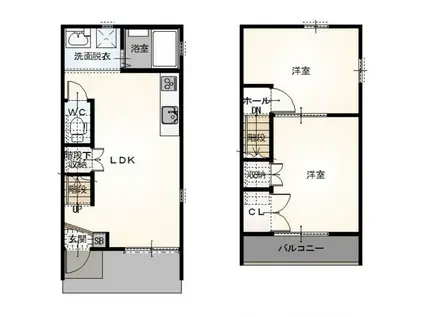 グリーンハイツいちぎ D棟(2LDK/1階)の間取り写真