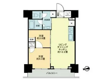 ザ・ライオンズフォーシア鶴見(2LDK/8階)の間取り写真