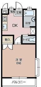ロイヤルベル B(1DK/2階)の間取り写真