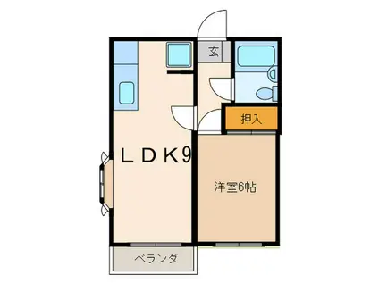グランツ六甲(1LDK/2階)の間取り写真