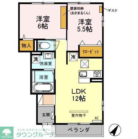 ウエストハイムV(2LDK/1階)の間取り写真