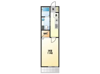 スリーズ国立(1K/2階)の間取り写真