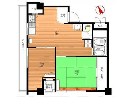 若林ヴィラージュ(2DK/7階)の間取り写真