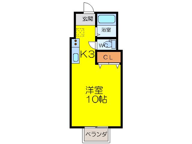 グランデール平松(1K/1階)の間取り写真