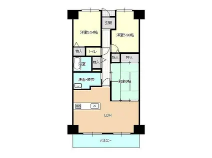 サーパス西津田II(3LDK/9階)の間取り写真