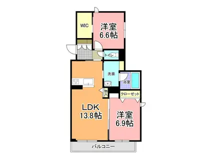 シーサム(2LDK/2階)の間取り写真