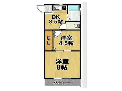 オレンジハイツ(2K/3階)の間取り写真