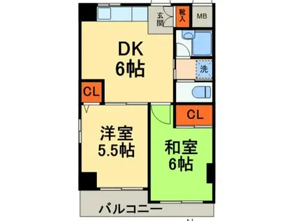 パストラル・ヒロ(2DK/5階)の間取り写真