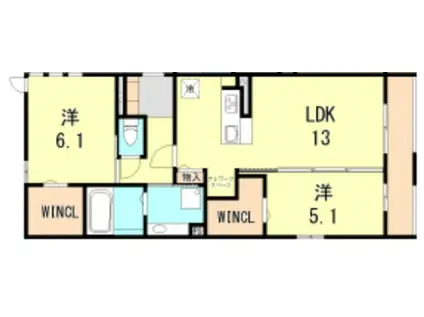 シャルム ソレイユ3番館(2LDK/1階)の間取り写真