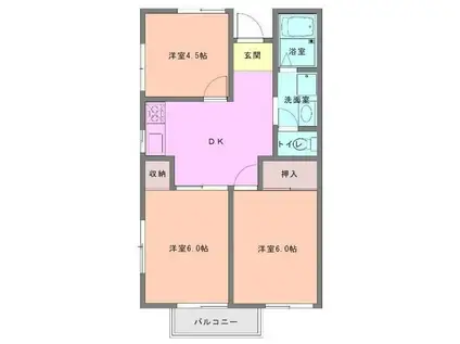 サンライズ桜木(3DK/1階)の間取り写真