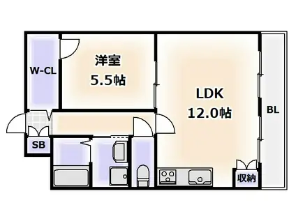 レインボーコートパートⅡ(1LDK/2階)の間取り写真