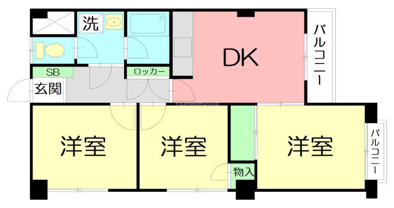 藤沢ハイツ(3LDK/2階)の間取り写真