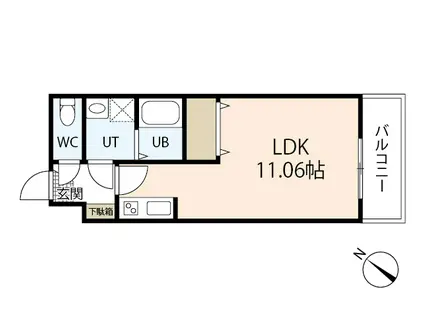 セブンプロート庚午北(ワンルーム/1階)の間取り写真