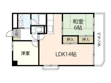 第1ベルビィ三篠(2LDK/5階)の間取り写真