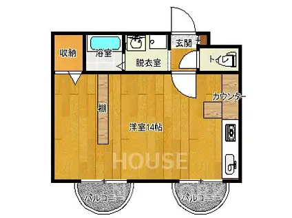 アビタシオン鴨川(ワンルーム/2階)の間取り写真