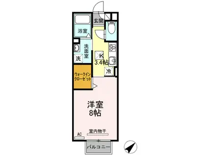 セジュール福地(1K/1階)の間取り写真