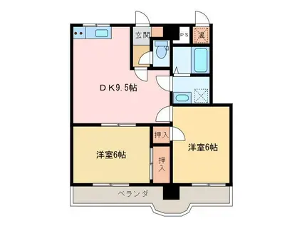 第3サンワビル(2DK/3階)の間取り写真